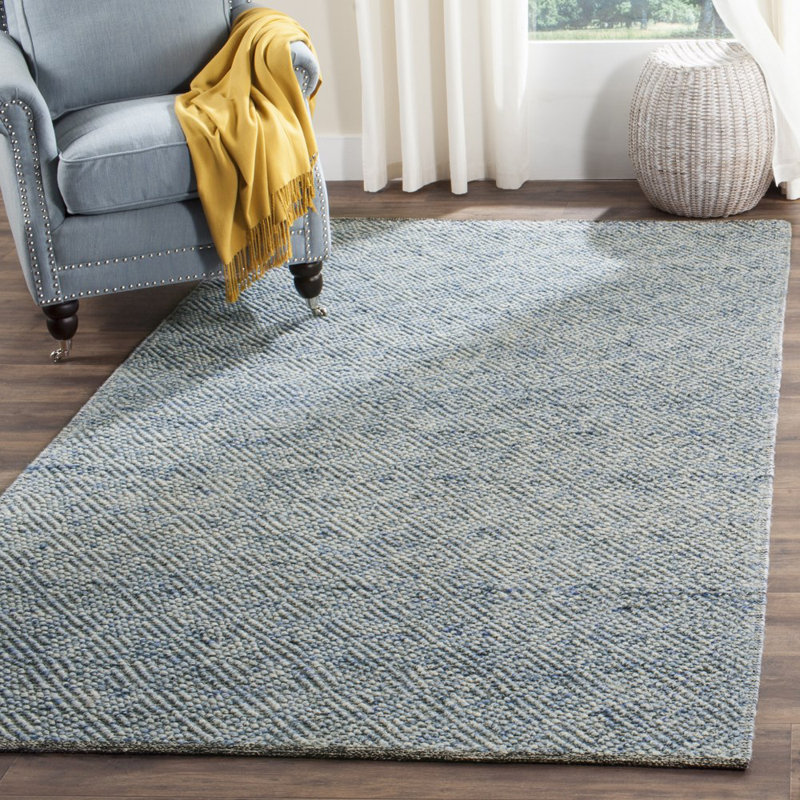 Langley Street Daytona Beach Geometric Handmade Flatweave Wool Blue